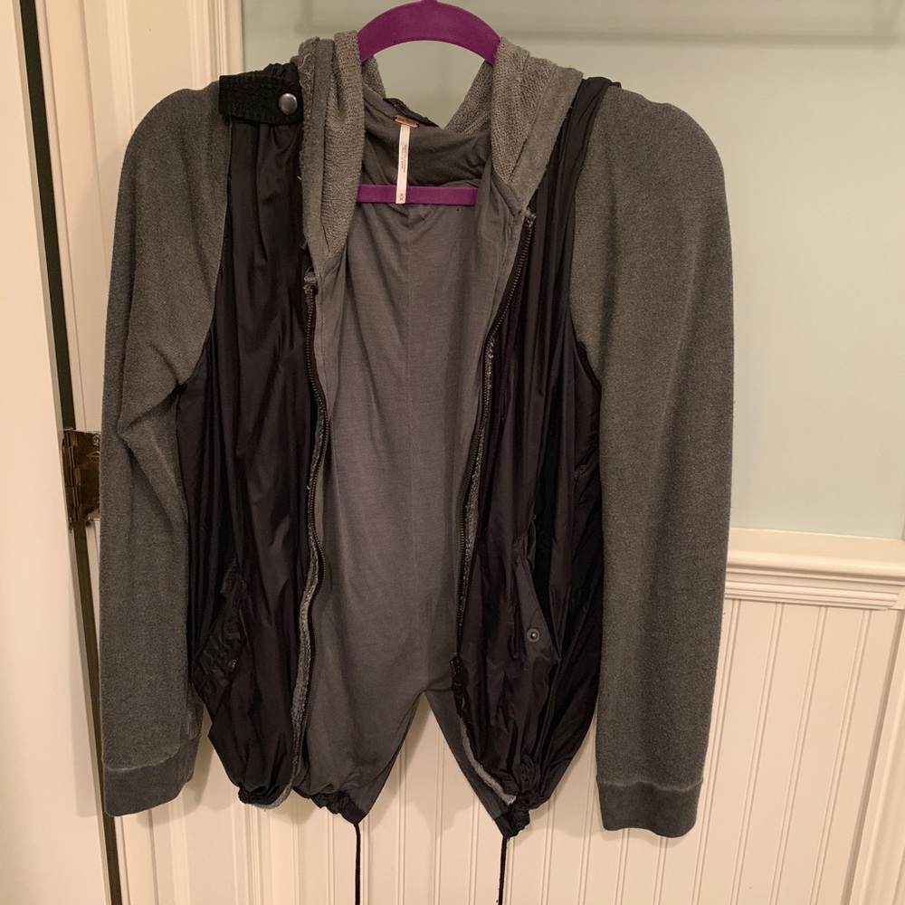 Free People grey zip up jacket